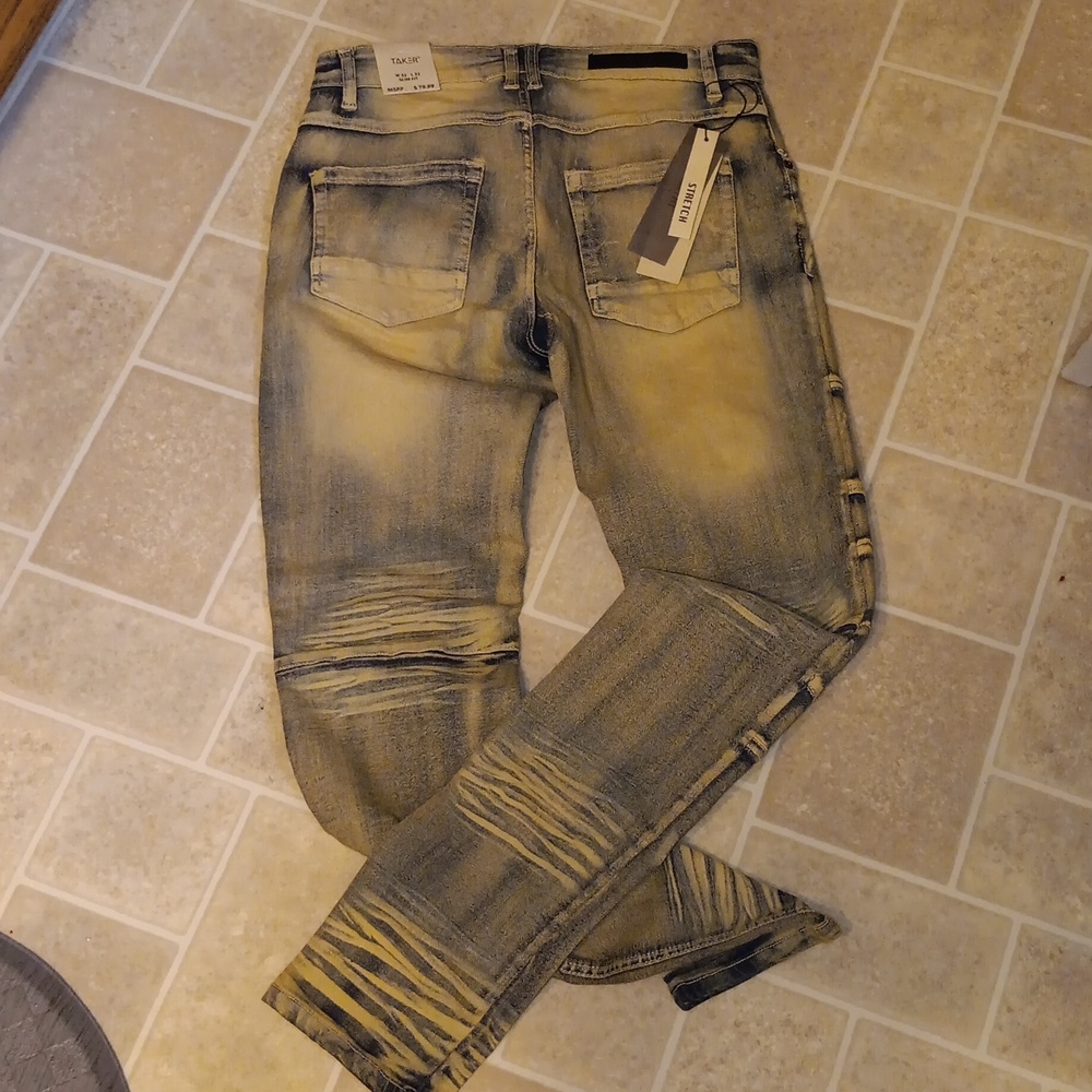 2 Pair Slim Skinny Fit Jeans. Taker And Copper Rivet Brands. Sz 32/32.desert/blu - Picture 6 of 9